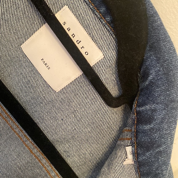 Sandro Denim Jacket with Rhinestone Fringe - Picture 7 of 8